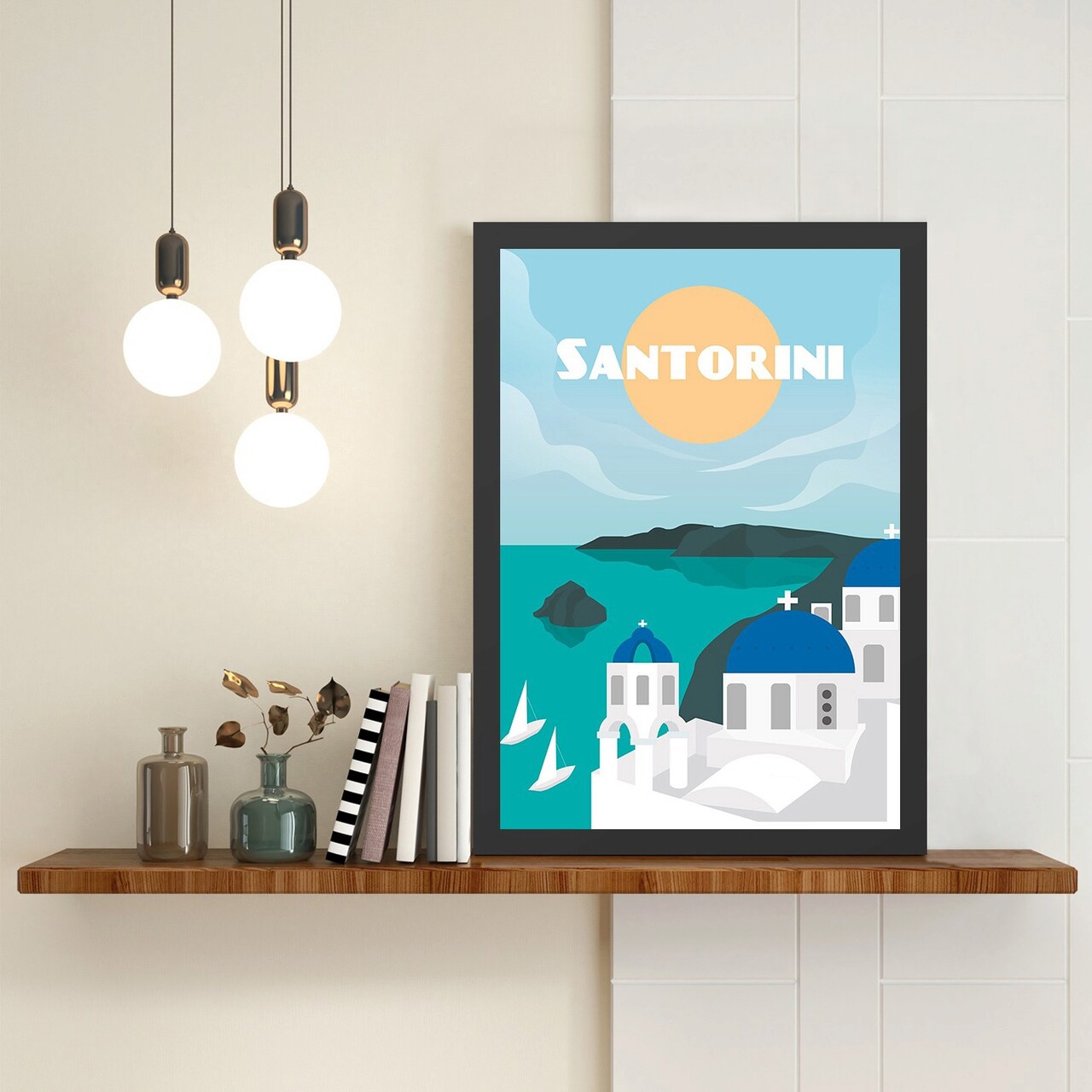 Tablou decorativ, Santorini 2 (55 x 75), Polistiren, Multicolor - imagine 3